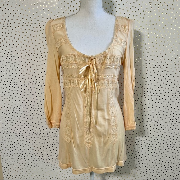 Free People Cream Lace Top